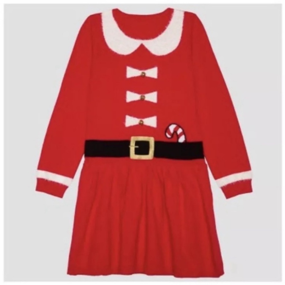 Well Worn Holiday Sweater Dress Girls Size XS Ugly Christmas Long Sleeve Red NWT